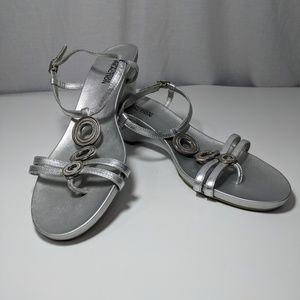 Kenneth Cole Reaction Silver Metallic Sandal Heels